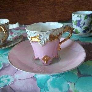 Lusterware Vtg Pink Demi Cup & Saucer